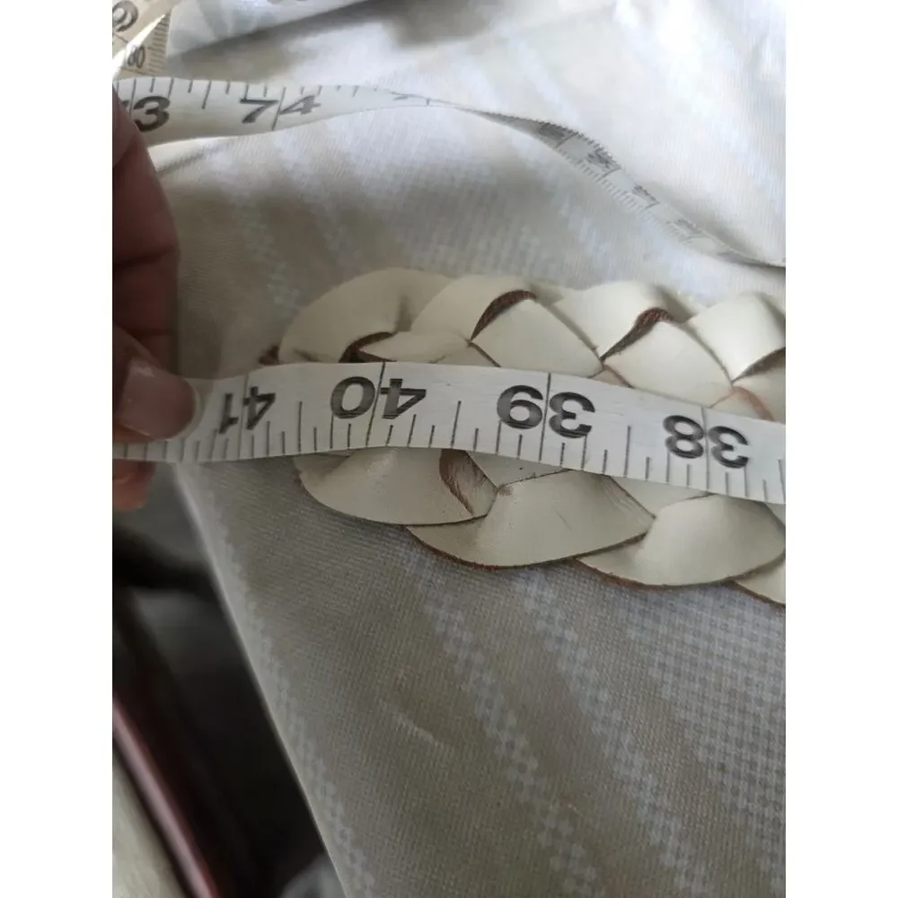 Banana Republic White Woven Briaded Genuine Leather Wide Belt Size Medium